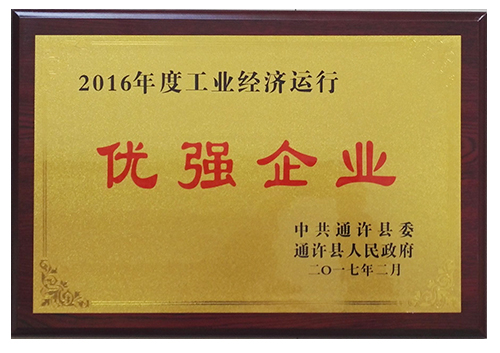 2016年度工業(yè)經(jīng)濟運行優強企業(yè)